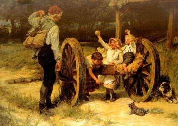 Feliz como dura el día familia rural Frederick E Morgan Pinturas al óleo